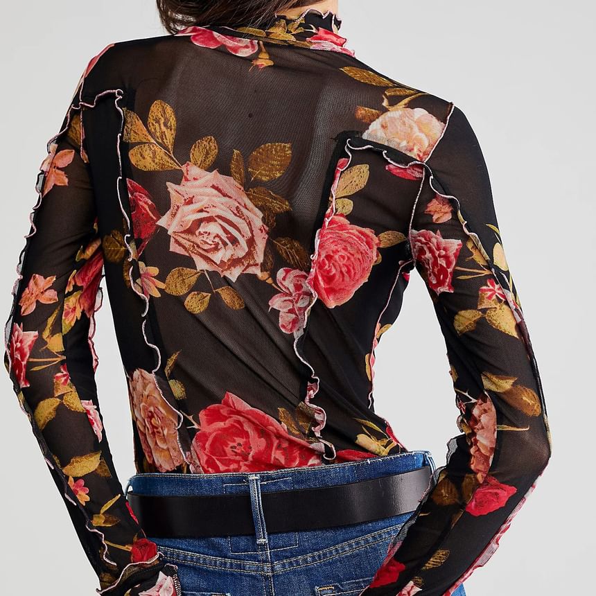 Genrovia - T-shirt met lange mouwen en bloemenprint