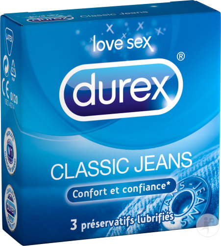 Durex Classic Jeans Préservatifs Lubrifiés 3 Pièces