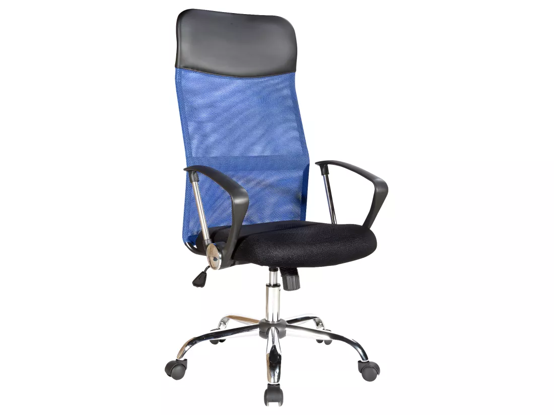 Chaise De Bureau Noir Bleu Tissu Respirant Pu 113 /123x57,5x58,5