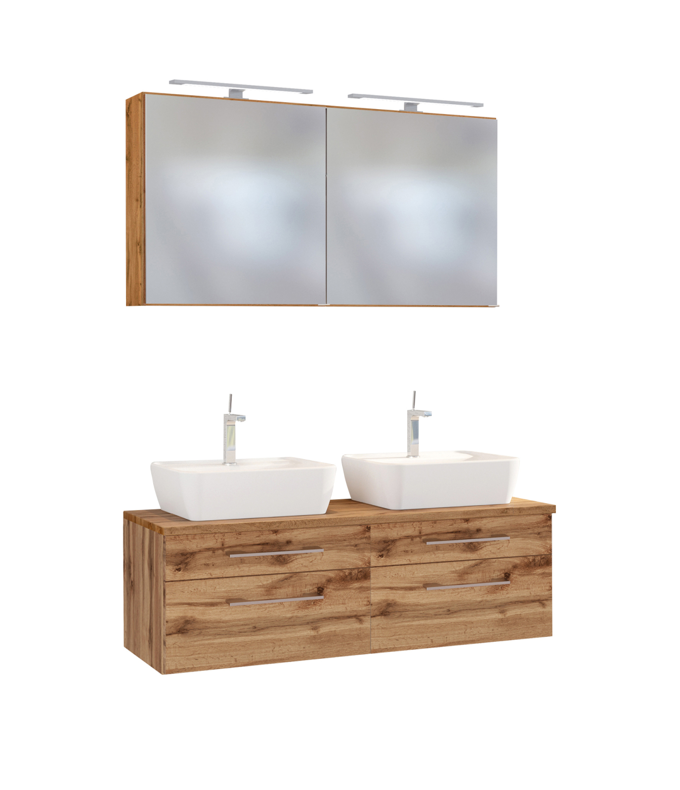 3-teiliges Badmöbel-SetDAVOS - Wotaneiche - 120 cm breit