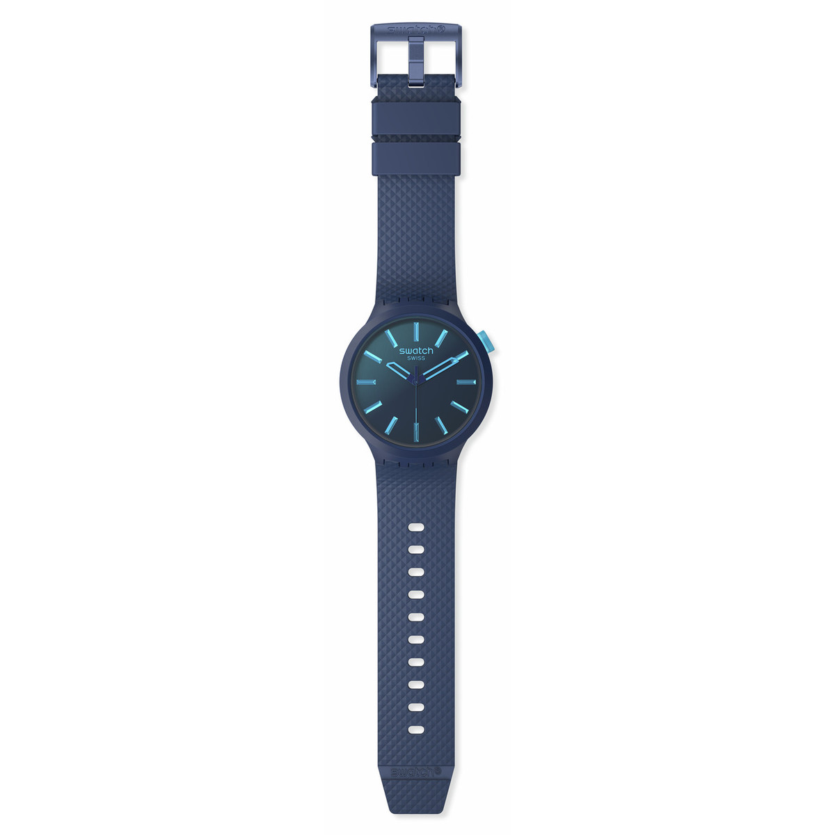 Montre SWATCH Big bold biosourced Indigo glow  homme bracelet matériau biosource bleu
