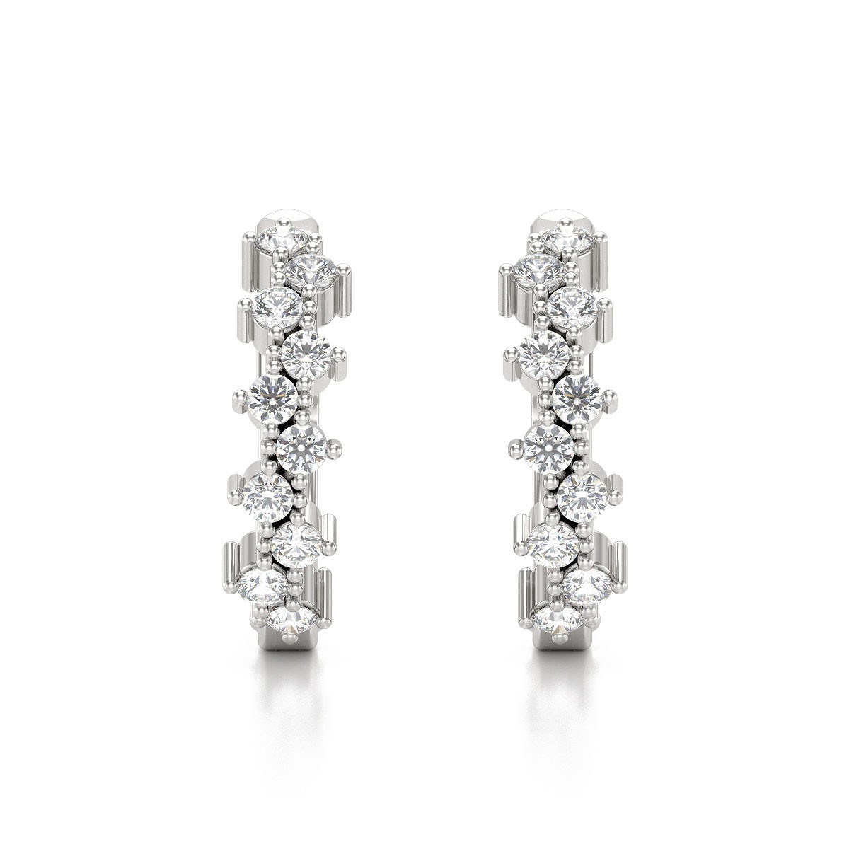 Boucles d'oreilles ADEN Créoles Diamants sur Argent 925 1.602grs