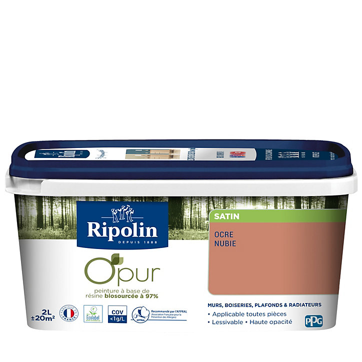 Peinture intérieure Ripolin O'Pur ocre nubie satin 2L