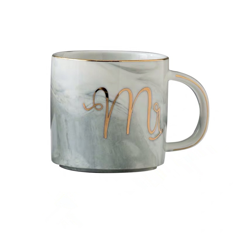 (2er Set) 340ml Keramik Kaffee Tasse Hochzeits Geschenk Couple Cups - Mr & Mrs