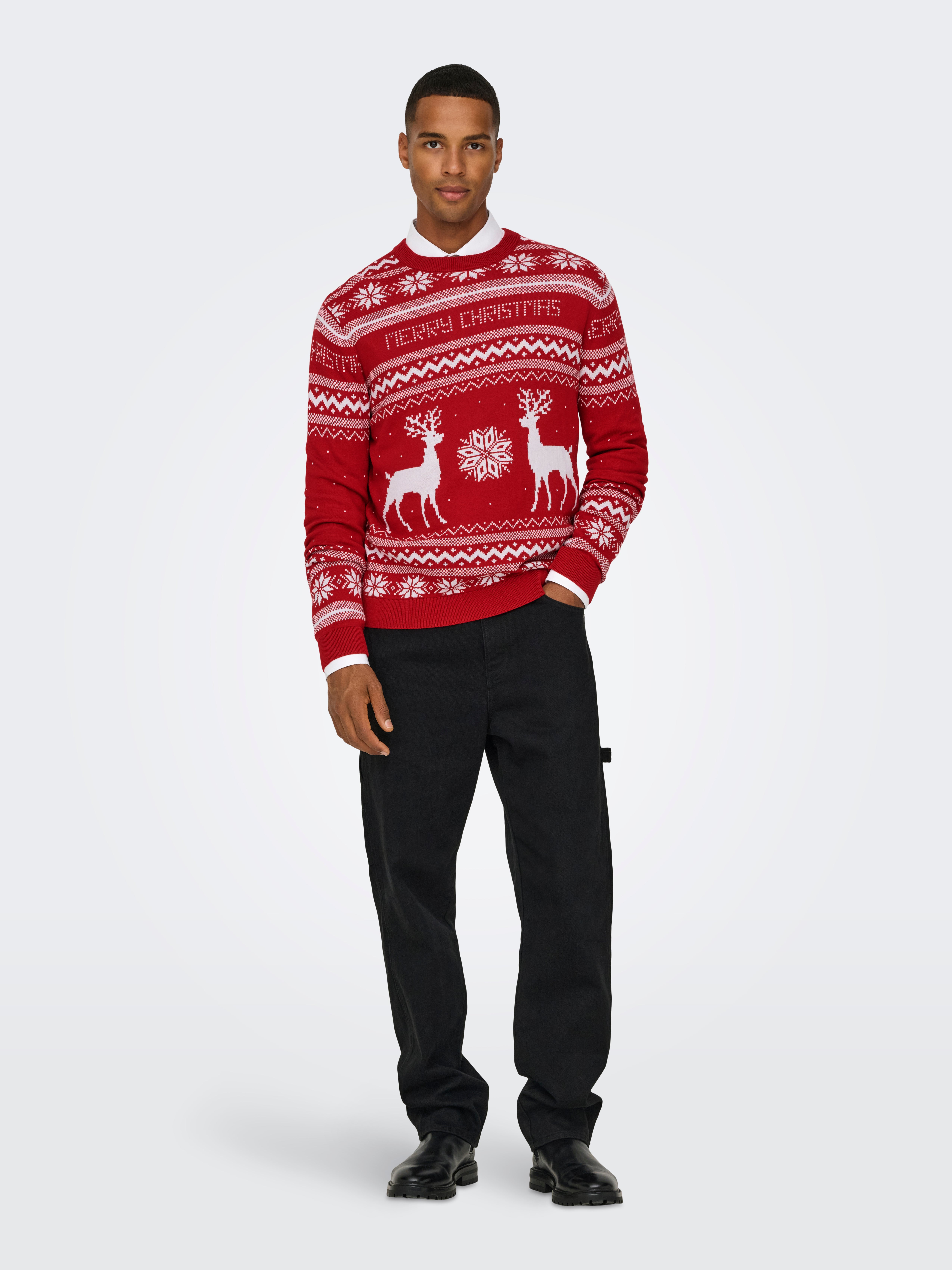 ONSXMAS Pullover Pompeian Red