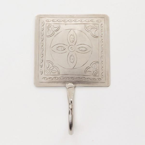 Wandhaken 'Floral' eckig, silber, L 10 cm, B 10 cm von fischer's lagerhaus