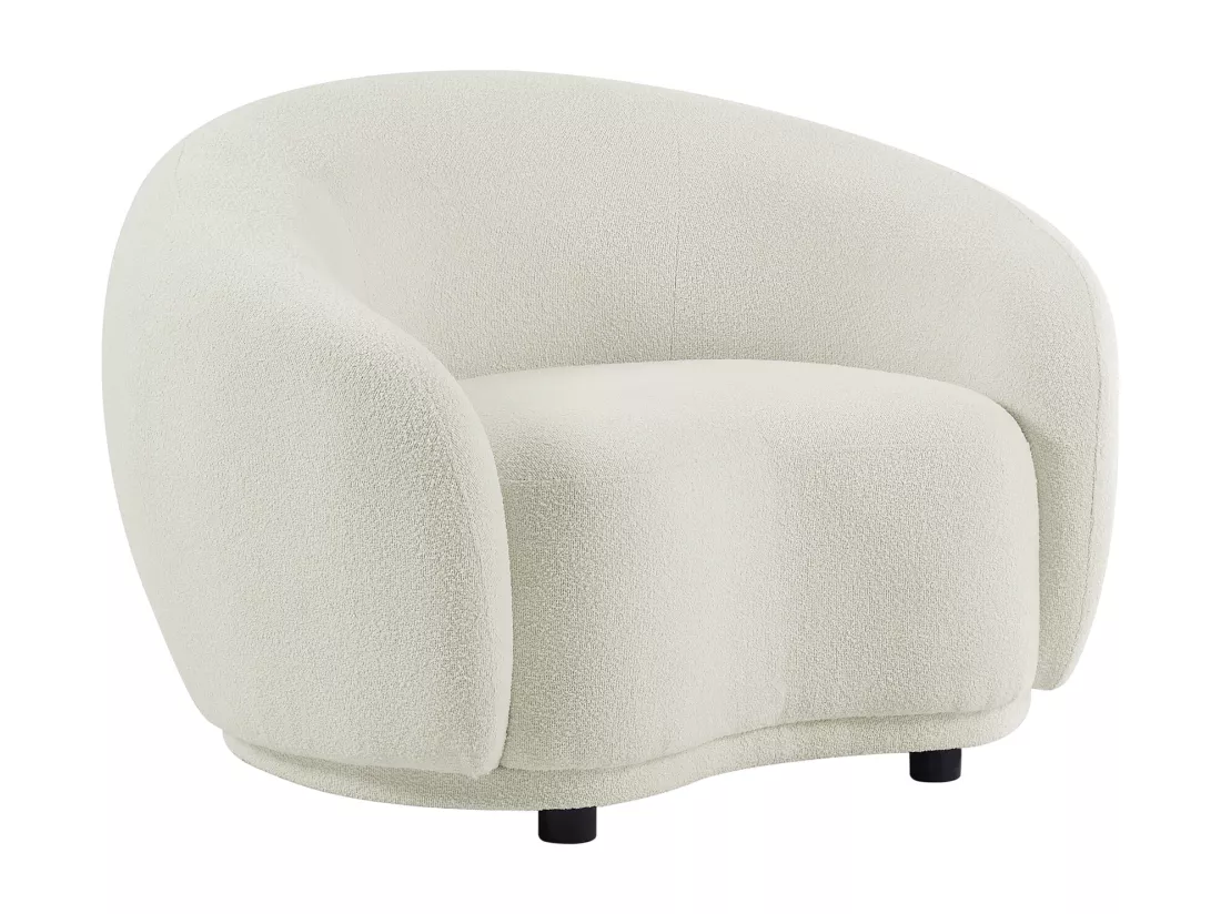 Fauteuil en tissu bouclette blanc ivoire BOVANA de Pascal Morabito