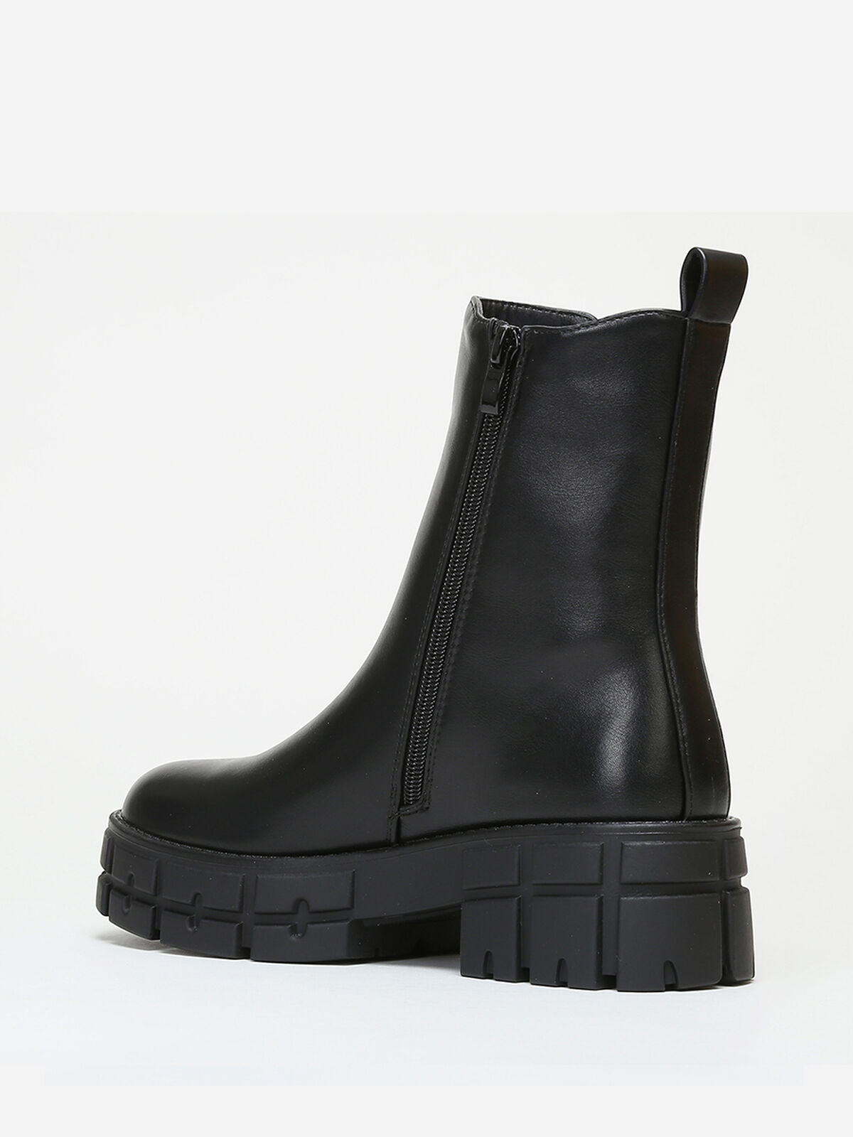 Bottines style chelsea à plateforme crantée- Noir