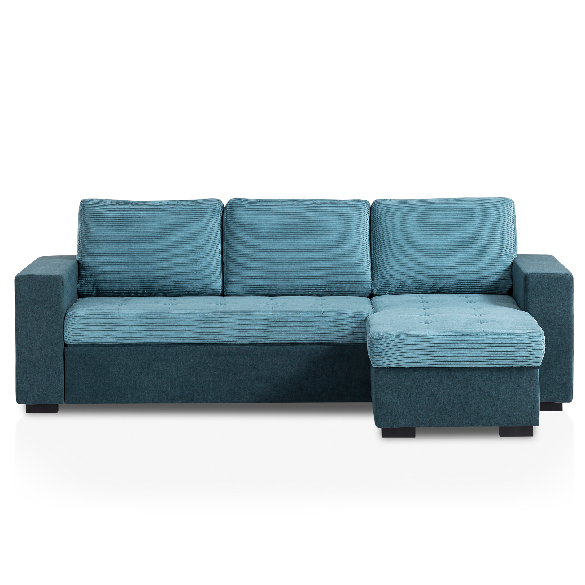 Ecksofa - lagoon-teal - Cord - mit Liegefunktion und Staukasten