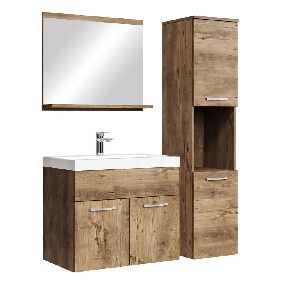 Badplaats Badkamermeubel Set Montreal 60 x 35 cm - Bruin Eiken - Badmeubel met