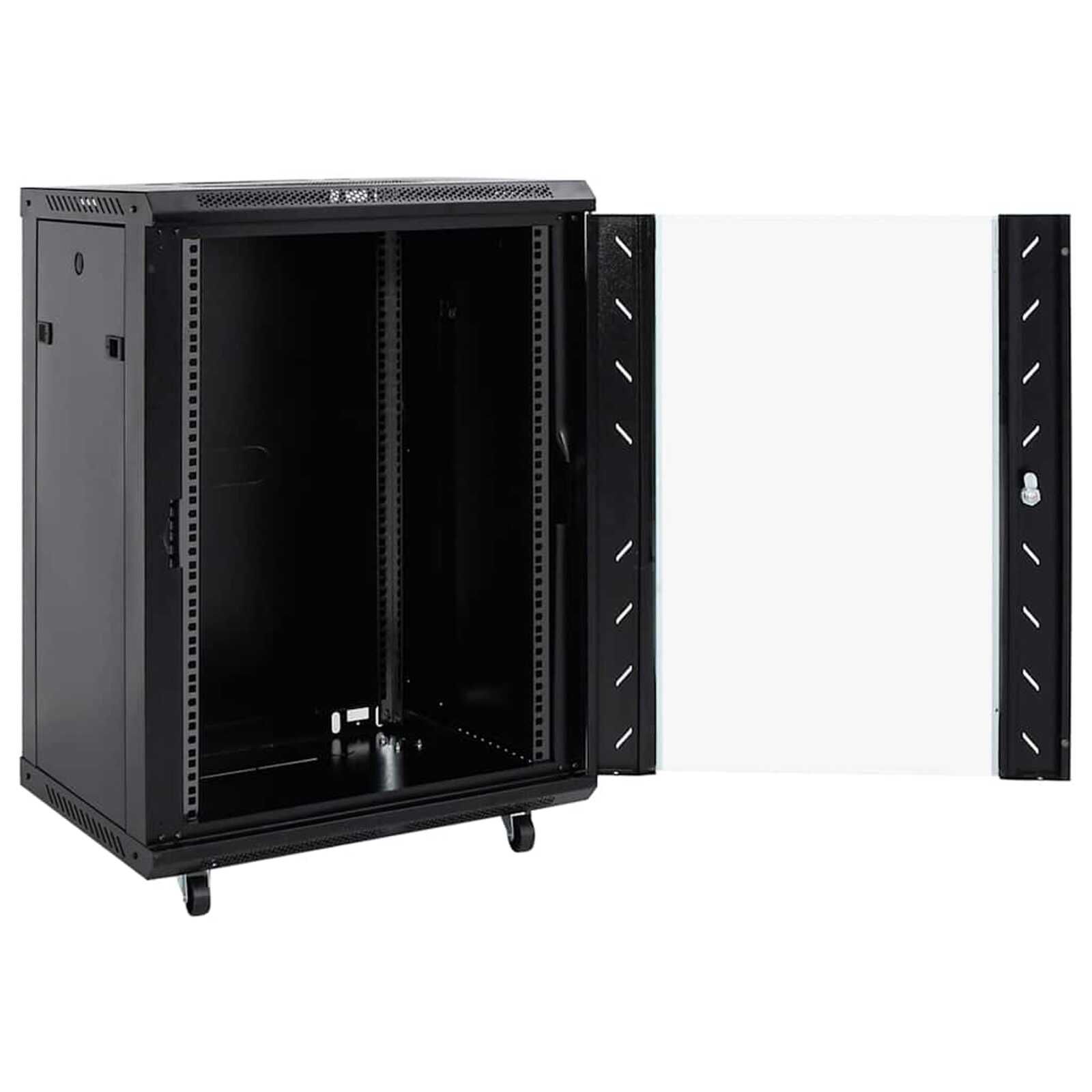 vidaXL Netwerkkast met opbergruimte zwart 60 x 60 x 80 cm staal