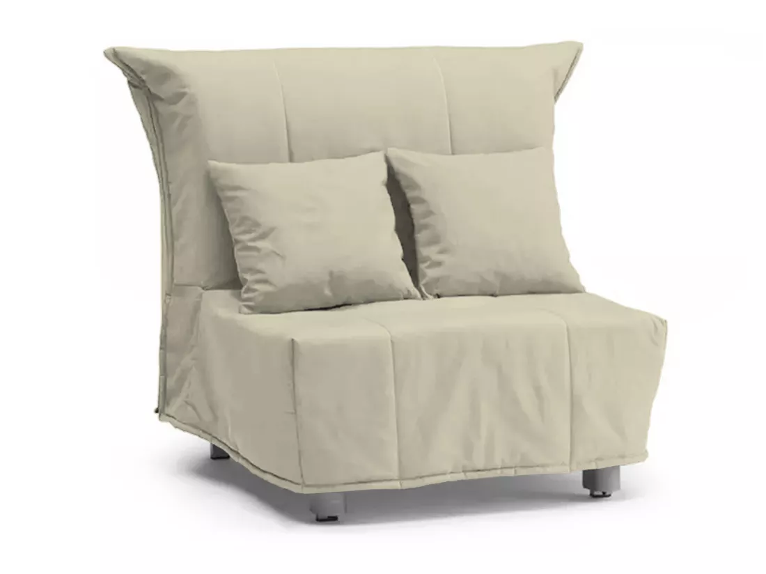 Canapé-lit Dabargi, Canapé simple, 100% Made in Italy, Fauteuil de salon avec ouverture trolley, en tissu rembourré, avec coussins inclus, 85x90h85 cm, Beige