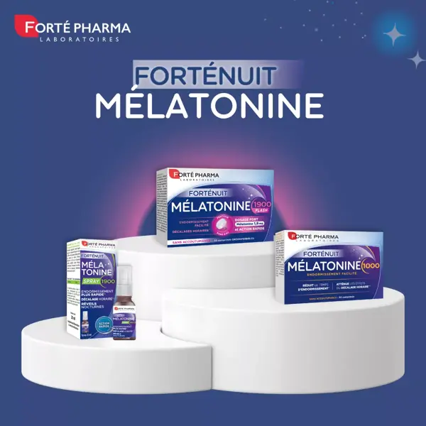 Forté Pharma Melatonina 1900 Flash 30 comprimidos orodispersíveis, embalagem com 3 unidades.