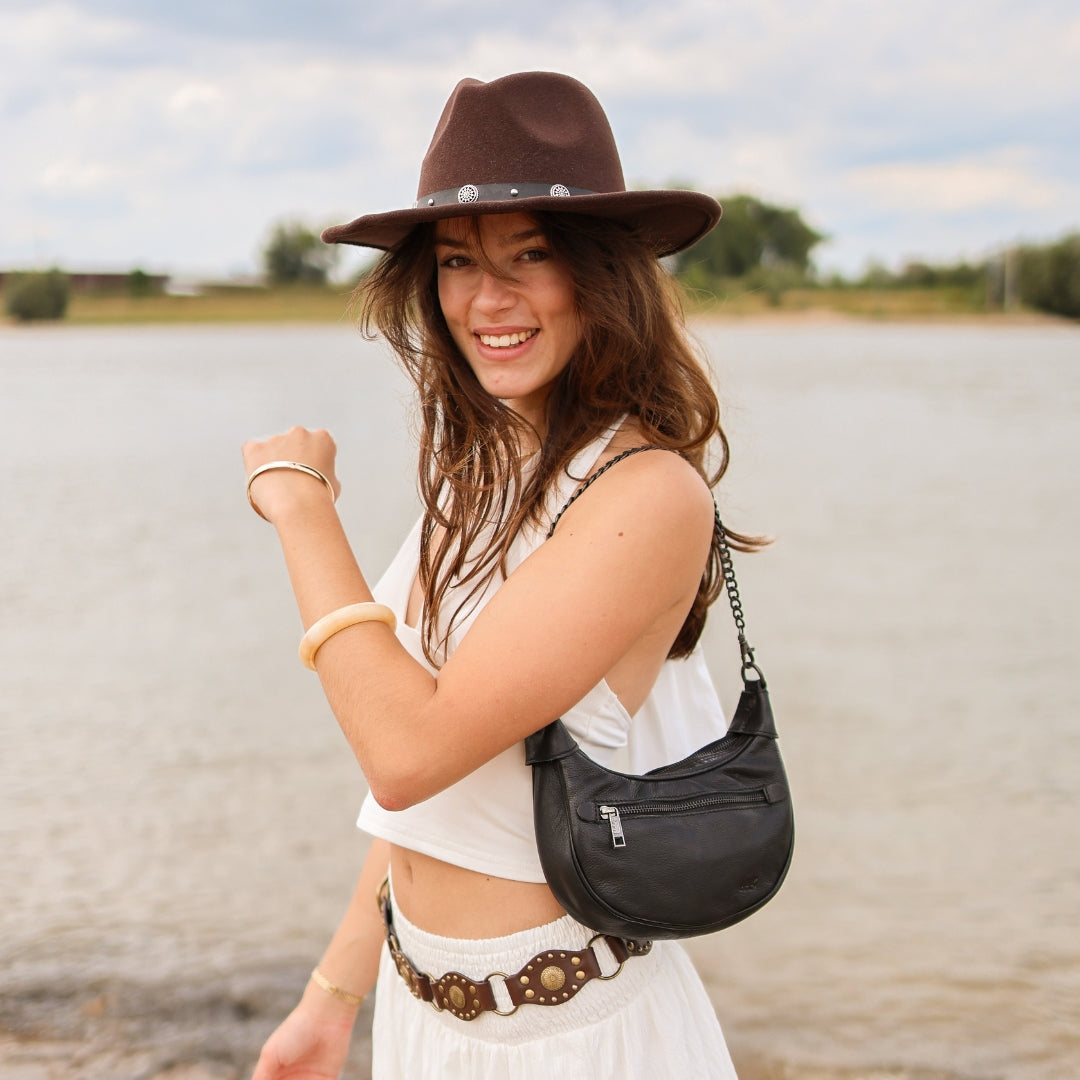 Hand-/schoudertasje met ketting 'Amira' zwart ZWART