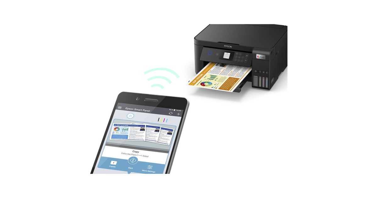 EpsonEcoTank ET-2851 A4 multifunctionele Wi-Fi-printer met inkttank all-in-one inkjetprinter  (Zwart, Scannen, Kopiëren, Wi-Fi, inclusief tot 3 jaar inkt)