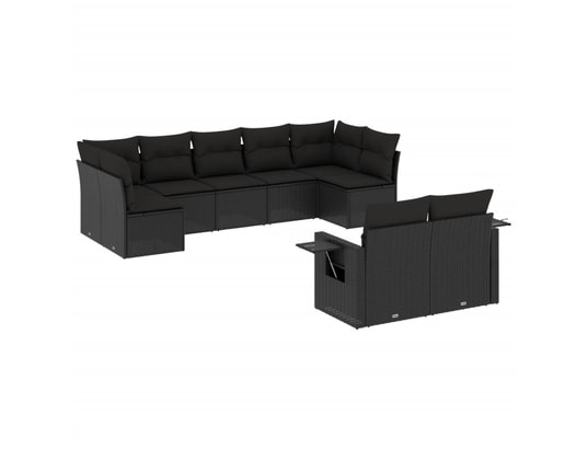VIDAXL - Salon extérieur Salon de jardin 9 pcs avec coussins noir résine tressée