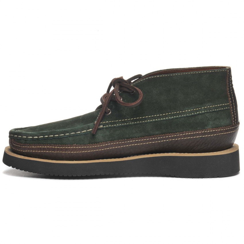 MAKWA SUEDE CANOE MOC TUMBLED COGNAC DARK BROWN-Mocassin en cuir pour homme