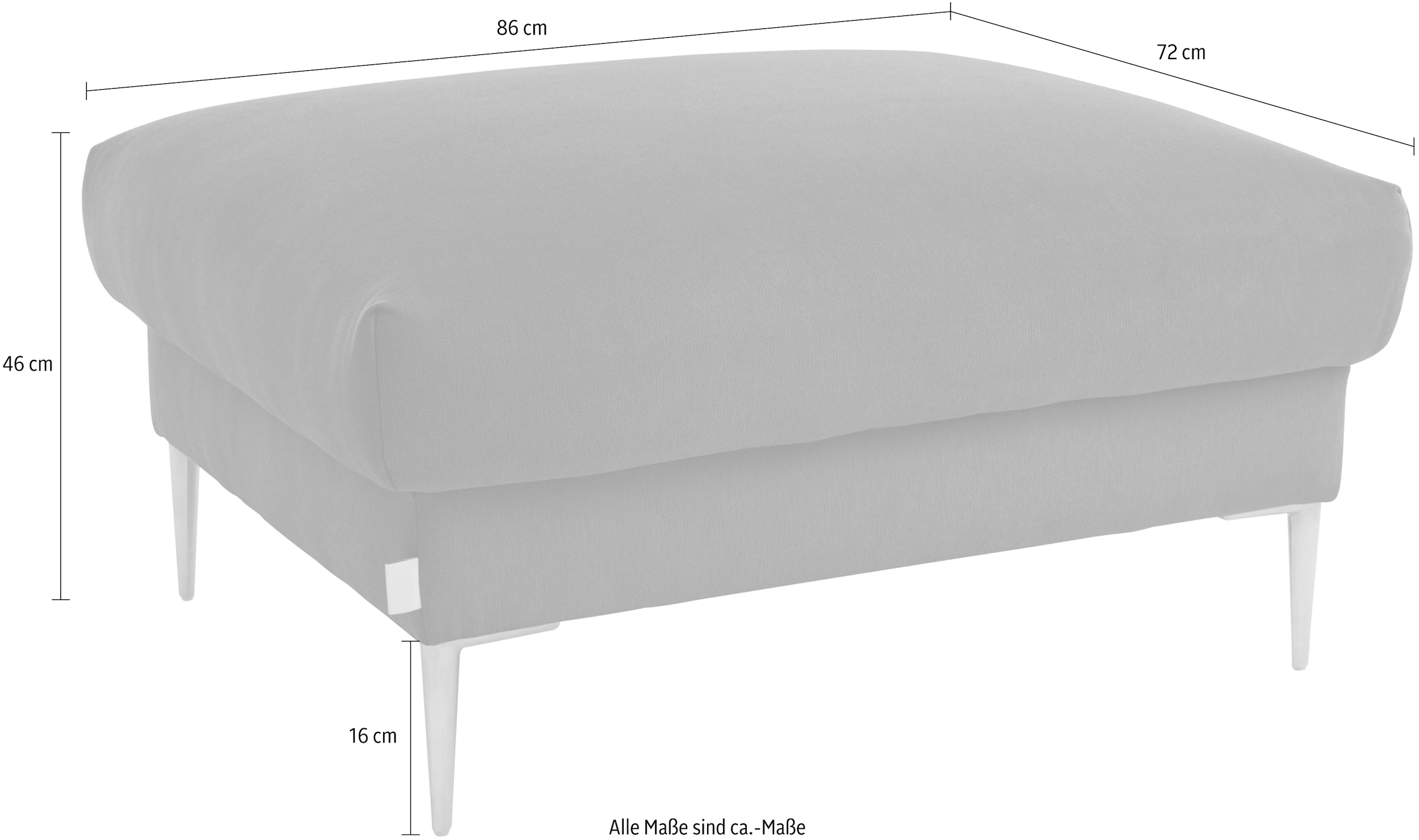 TRENDMANUFAKTUR Hocker »Lille, elegant und bequem durch Komfortsitzhöhe 46cm, hoher Fuss«