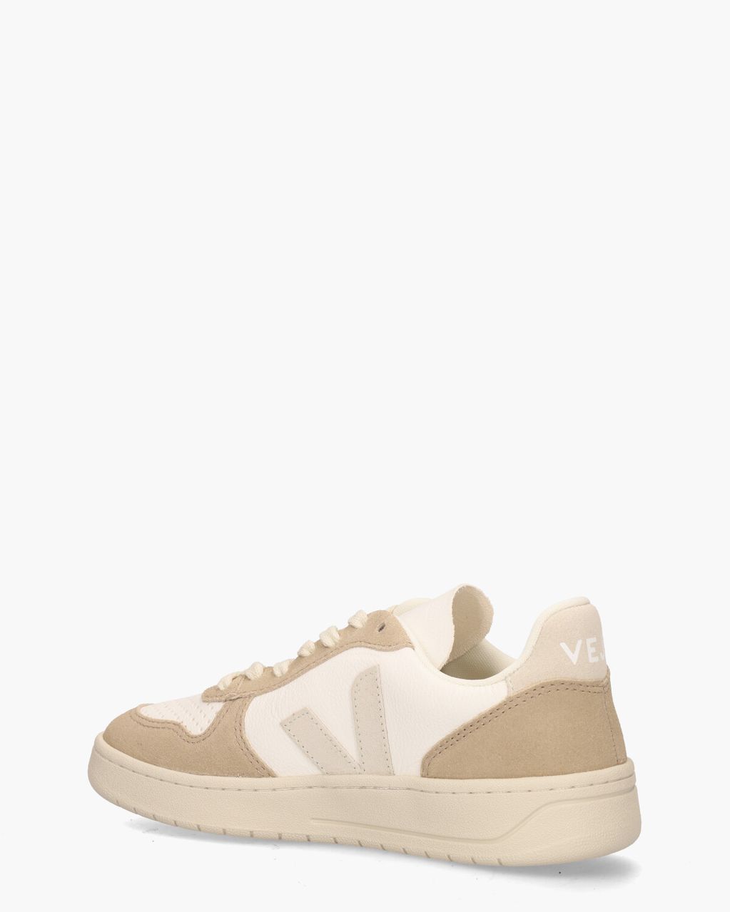 Veja V-10 Chromefree Leather Wit/Bruin/Beige Damessneakers