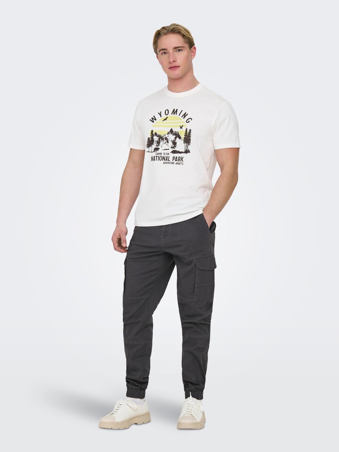 ONSCARTER Verjüngt Cargo-Hose Grey Pinstripe