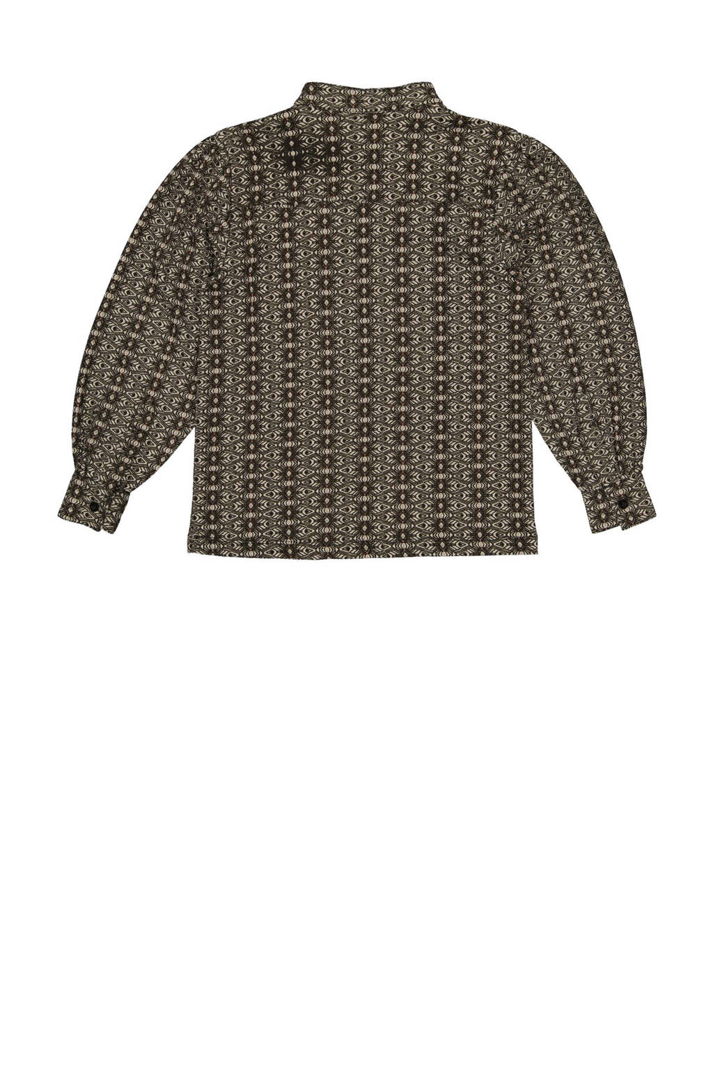 LEVV blouse NOELLE met all over print taupe/zwart
