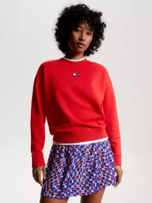 Moletom Badge Boxy Fit com Gola Redonda