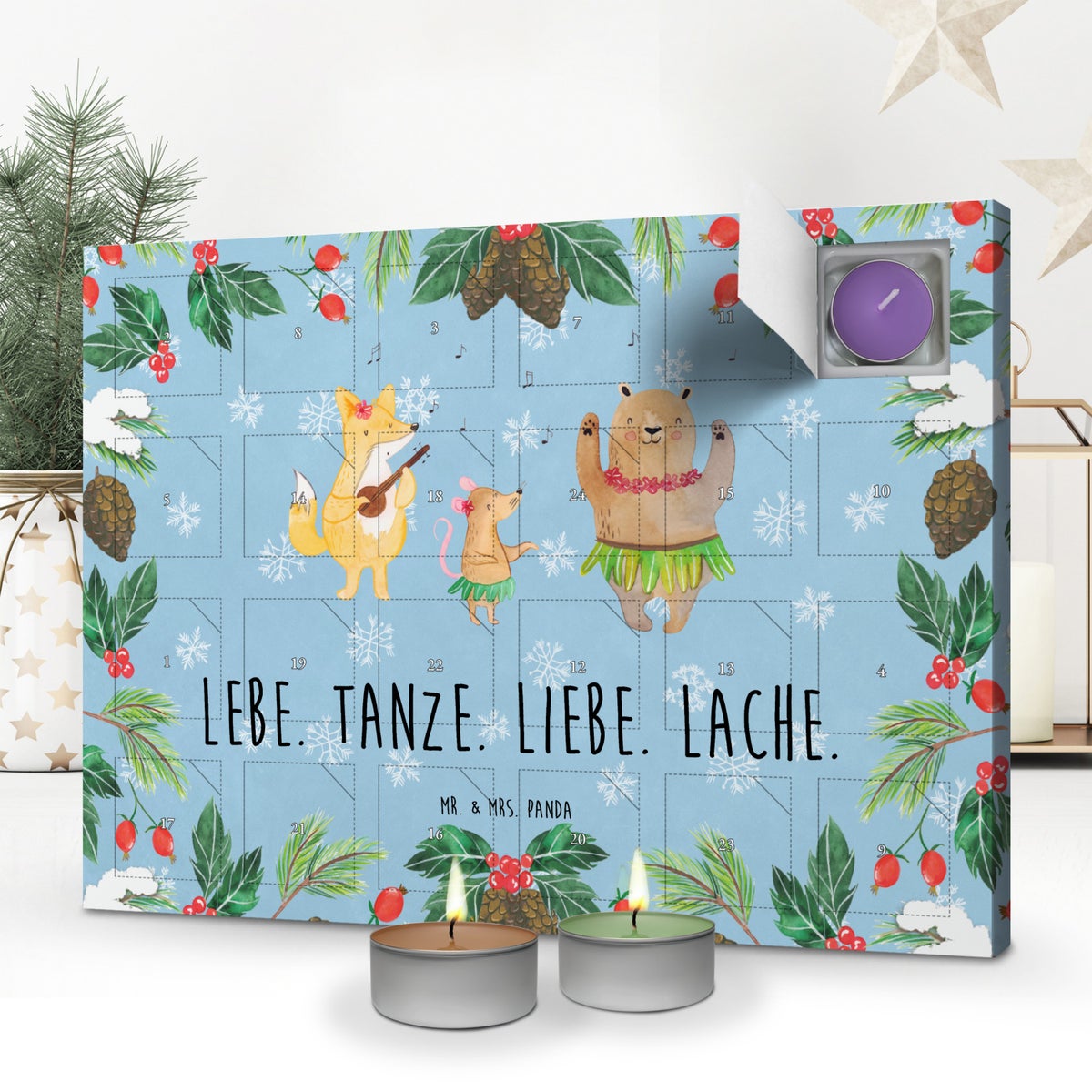 Mr. & Mrs. Panda Geurkaars Adventskalender Bosdieren Aloha - Pastelblauw