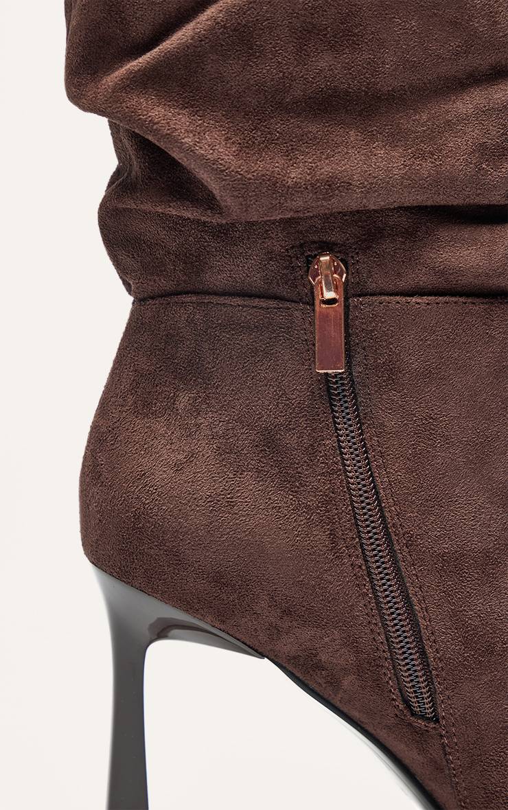 Chocolat Bottines À Bout Biseauté En Synthétique Froncée