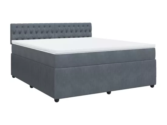 Sommier à lattes de lit et matelas Gris foncé 180x200cm Velours