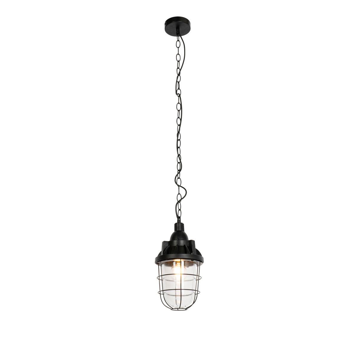 Industriële hanglamp zwart met glas - Cabin