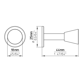 Knop Kim rvs look 18mm