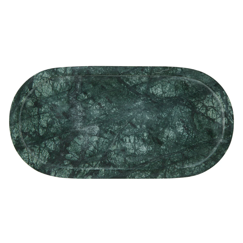 Bahne Interior  Oval marmorbakke, grøn marmor - 35x18 cm.
