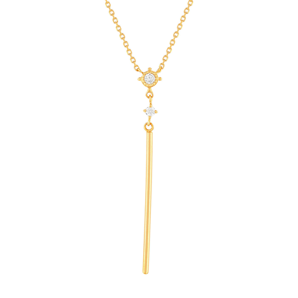 Collier plaqué or jaune, zirconias 45 cm