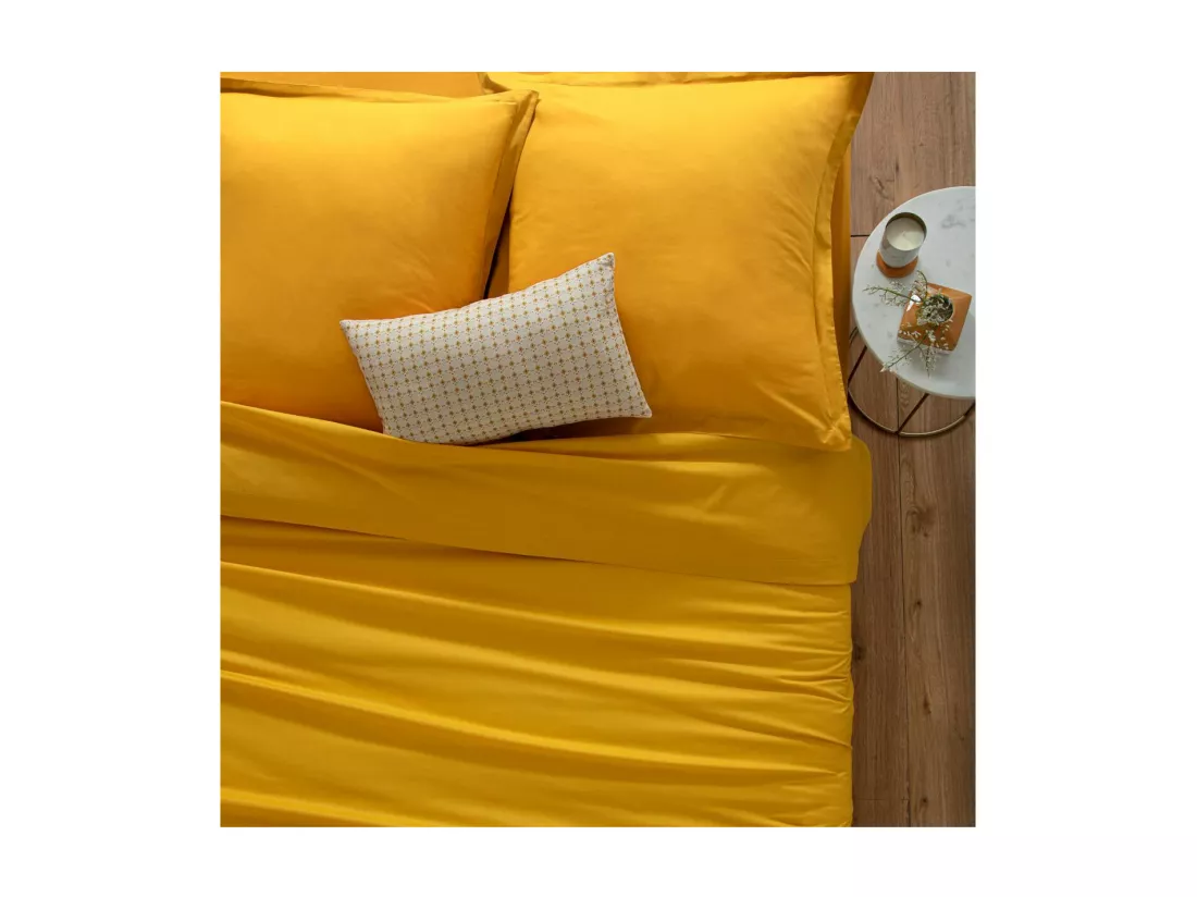Housse de couette 2 Personnes en Coton Ocre 240 x 220 cm