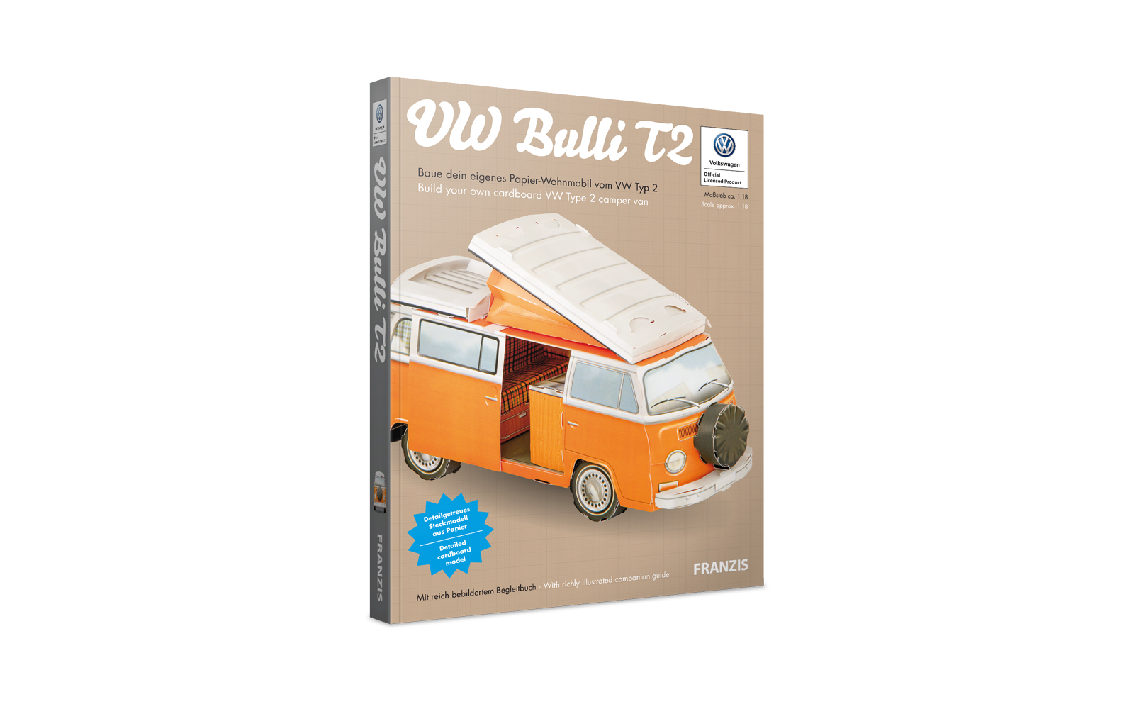 Franzis VW Bulli T2 Papier-Wohnmobil im Maßstab 1:18 inkl. Begleitbuch