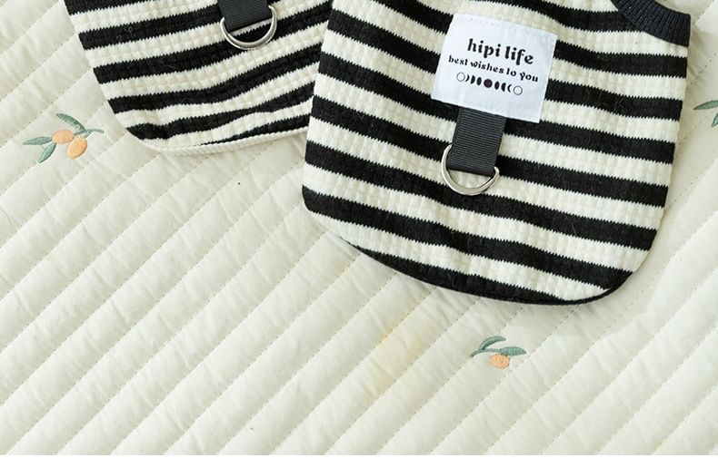 Cissilli - Gestreepte top met letters en applicaties voor huisdieren