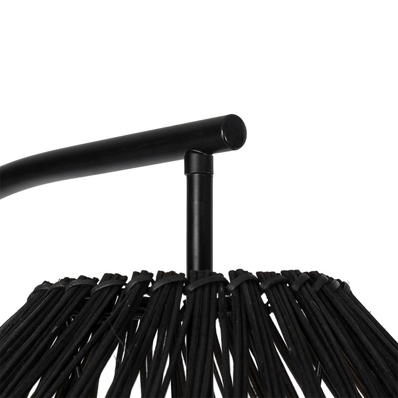Landelijke vloerlamp zwart met rotan - Sam