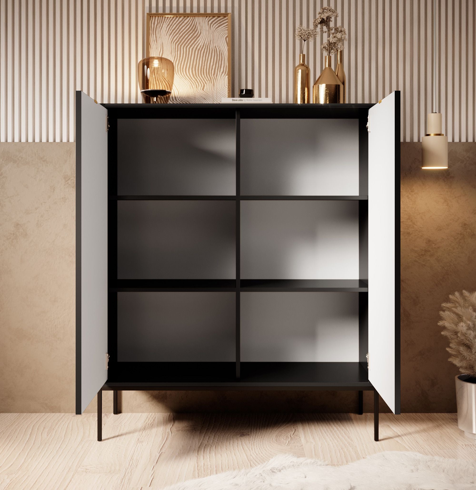 Navil - Dressoir - Zwart - 104x39x125 cm