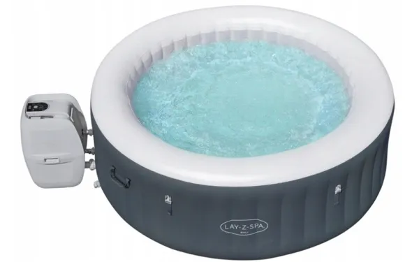 Bestway 60009, 669 L, 4 person(er), Rund, Boble/Jet massage, Acrylonitrilbutadienstyren, PVC, Grå, Hvid