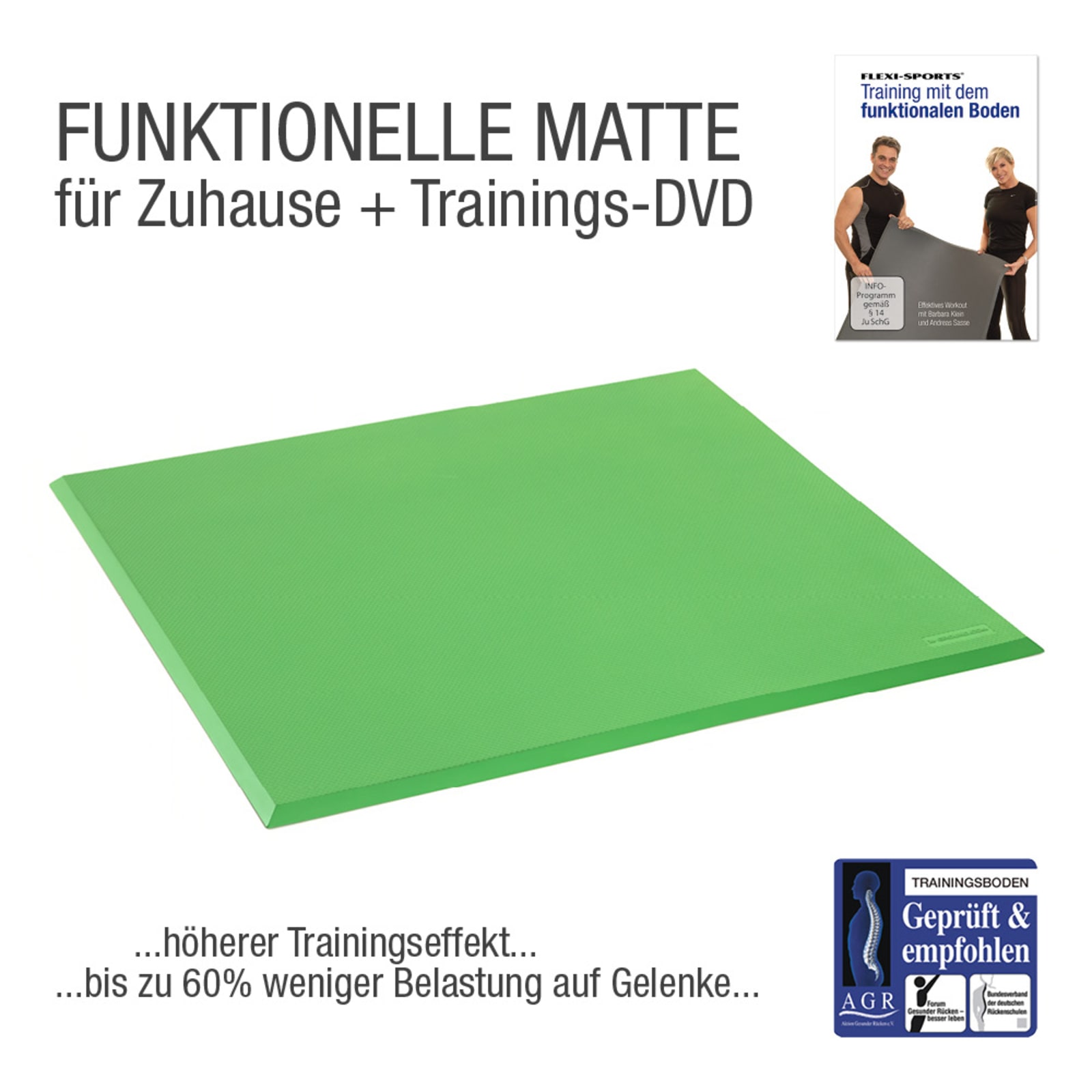 Functional Training Bodenmatte Grün + Übungs-DVD \