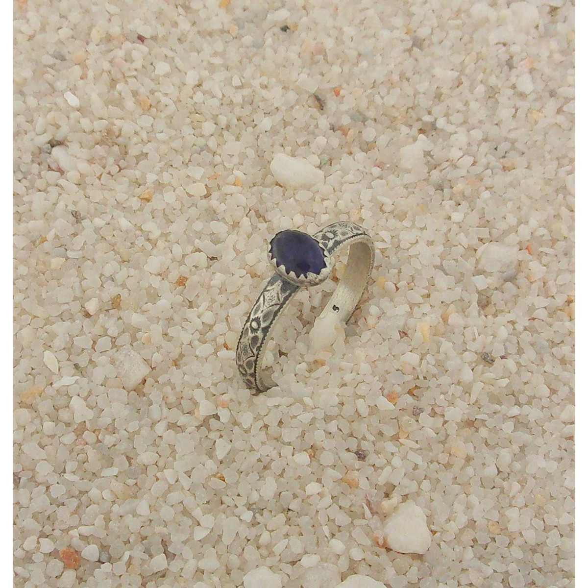 Bague Ethnique   en Argent 925/1000 et Iolite