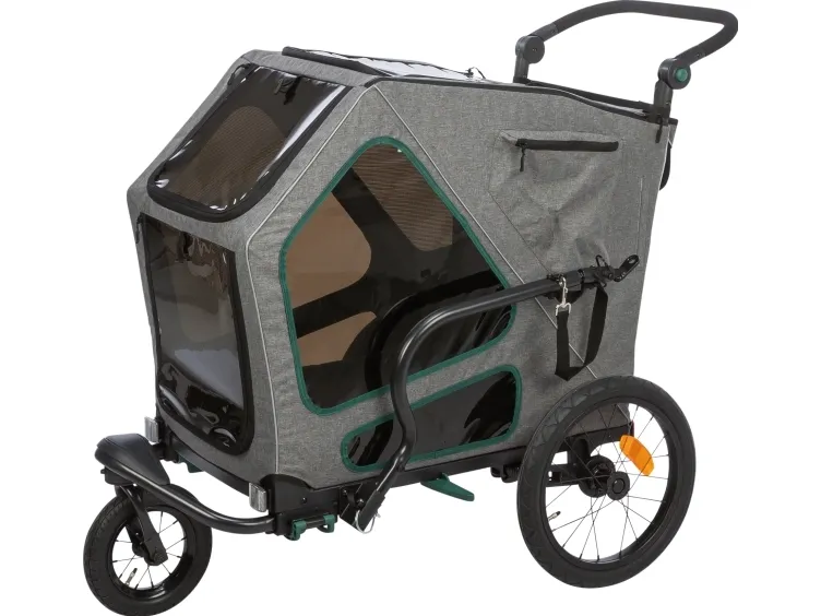 Trixie Bicycle trailer, M: 71 × 95 × 85/138 cm, grey/sage