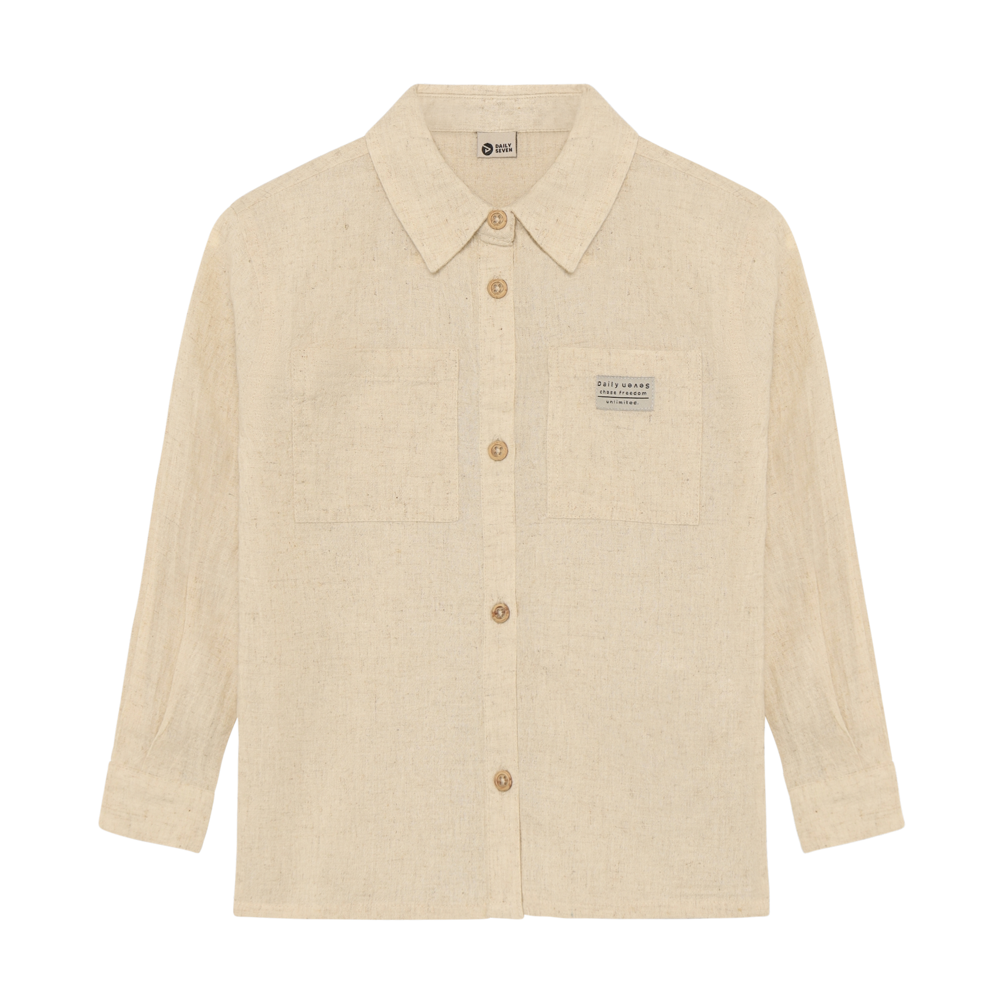 Daily7 Daily7 shirt longsleeve linen sandshell