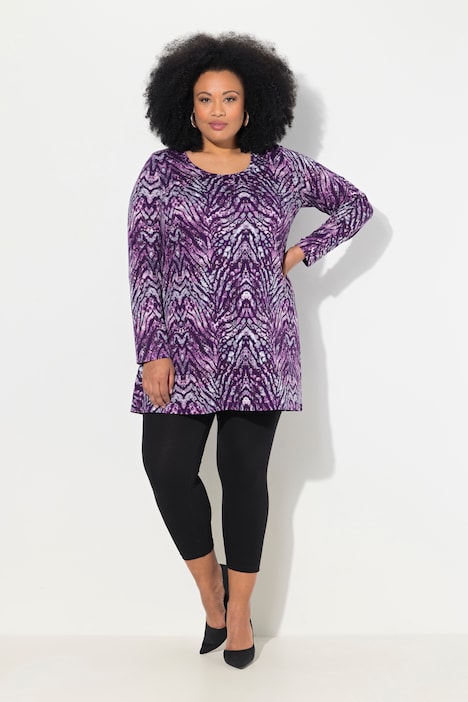 Longshirt, Schlangen, A-Linie, Rundhals, Langarm