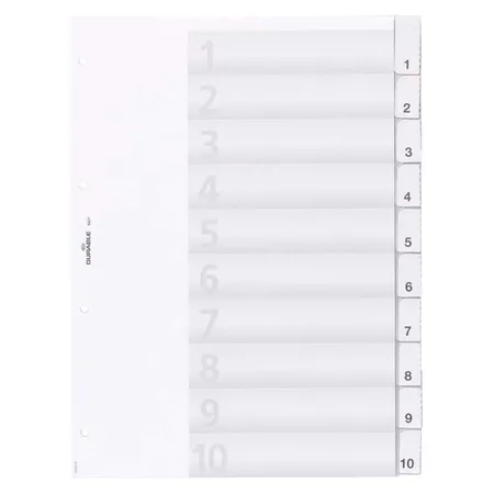 Durable 682119 Register mit umschweißten Taben und Einsteckschildern, 0-10, blanko, transparent