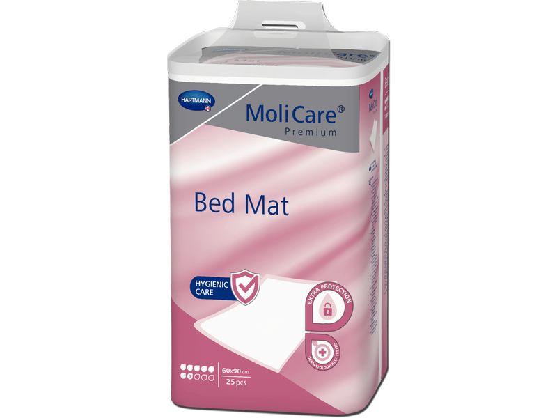 MoliCare Bed Mat 7 60 x 90 cm, 25 Stück Bettschutzeinlage mit einem Saugkörper aus weichen Zellstoffflocken