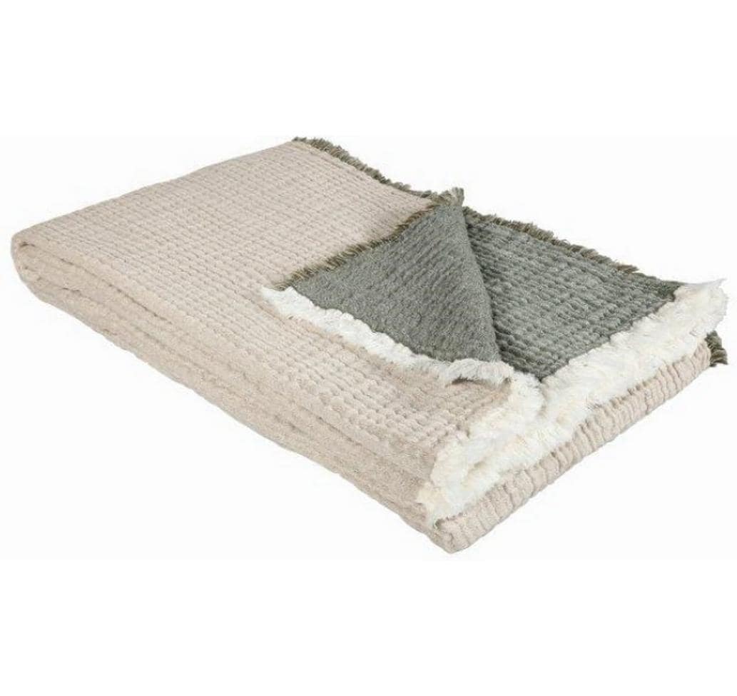 Decke Nora 130 x 200 cm, Beige-Oliv<br>Überwurfdecke für jede Jahreszeit