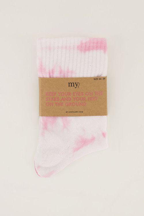 Tie dye sokken roze