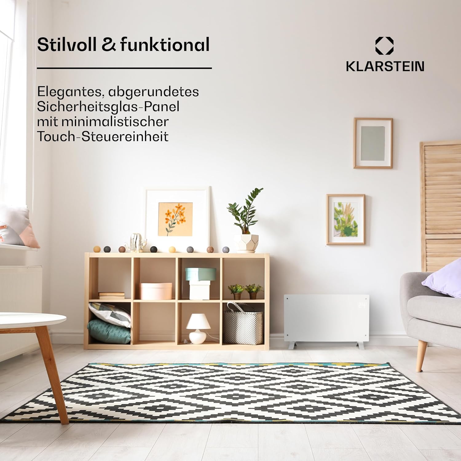 Klarstein Elektroheizung, Konvektor-Heizung Freistehend oder Wandmontage, Energiesparend, App-Control, Leise , Standgerät Heizkörper Elektrisch mit Thermostat, 2000 W