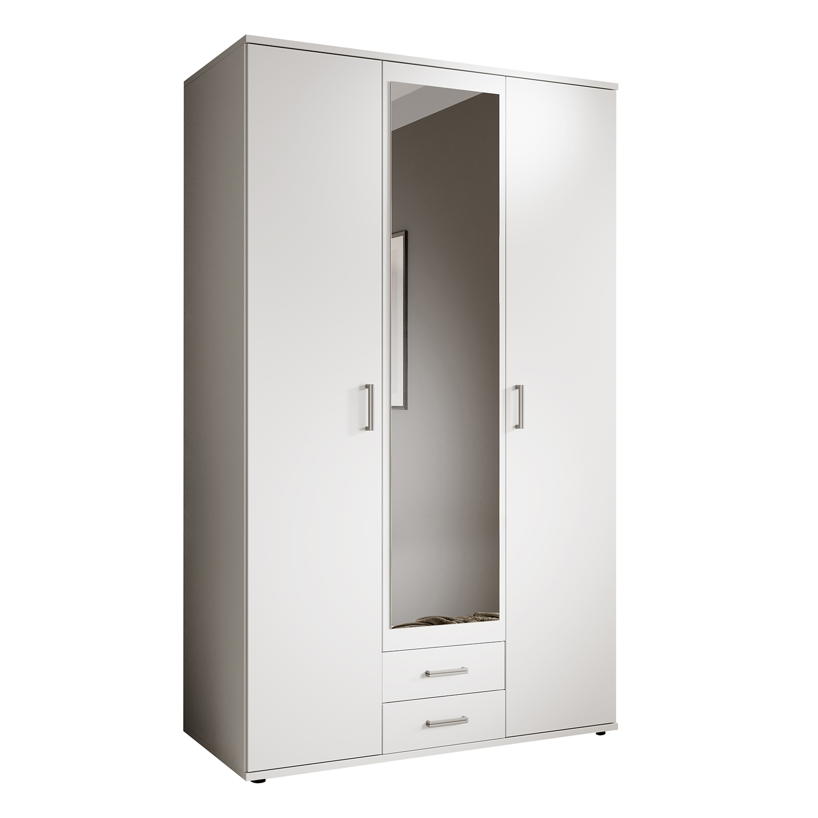 Drehtürenschrank - weiß - Spiegel - 195 cm
